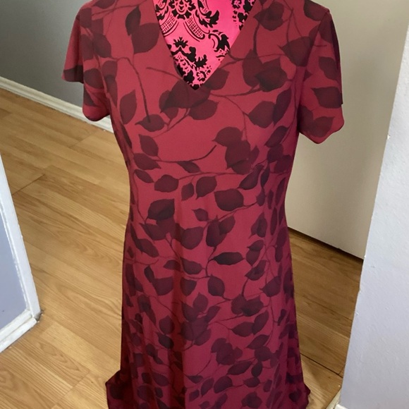 Vintage TravelSmith Red Flutter Sleeve V-Neck Midi Dress Medium Petite - Picture 1 of 16